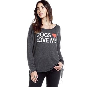 Chaser Dogs Love Me Gray Pullover Sweatshirt